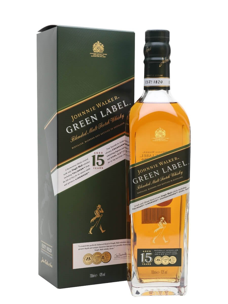 Johnnie Walker Green Label 15 Year Old Blended Malt Scotch Whisky 43% abv70cl